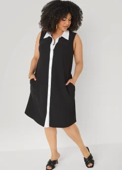 Two Tone Button Front Dress