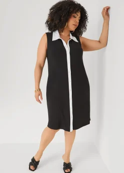 Two Tone Button Front Dress