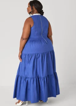 Two Tone Cutout Maxi Dress