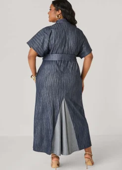 Two Tone Denim Maxi Dress