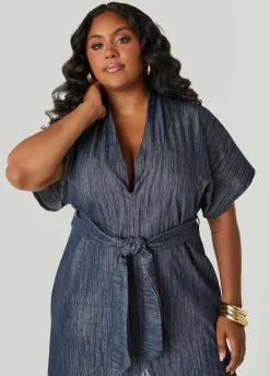 Two Tone Denim Maxi Dress
