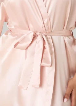 Two Tone Lace Paneled Satin Robe