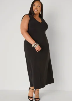 V Neck Maxi Knit Dress