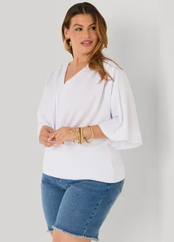 V Neck Stretch Crepe Top