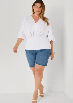 V Neck Stretch Crepe Top