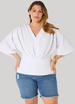 V Neck Stretch Crepe Top