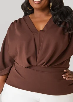 V Neck Stretch Crepe Top