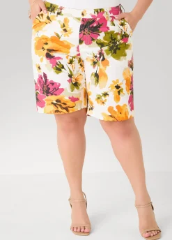 Watercolor Floral Print Shorts