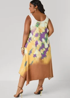 Watercolor Satin Midaxi Dress