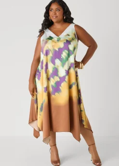 Watercolor Satin Midaxi Dress