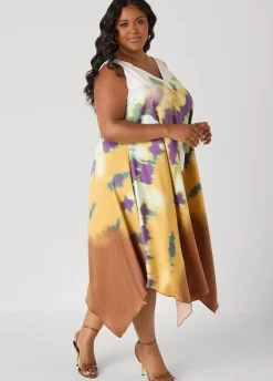 Watercolor Satin Midaxi Dress