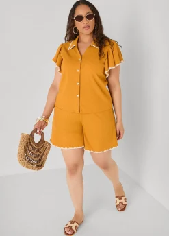 Whipstitched Textured Shorts