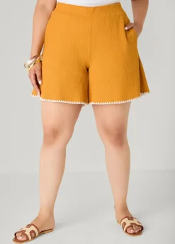 Whipstitched Textured Shorts