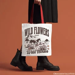 Wild Flowers And Horses Tote Bag